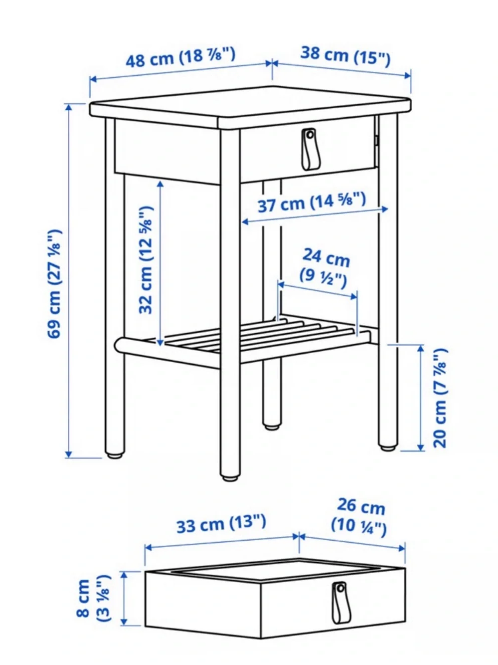 NWT IKEA BJÖRKSNÄS Solid Birch Nightstand | Scandinavian Side Table| Birch